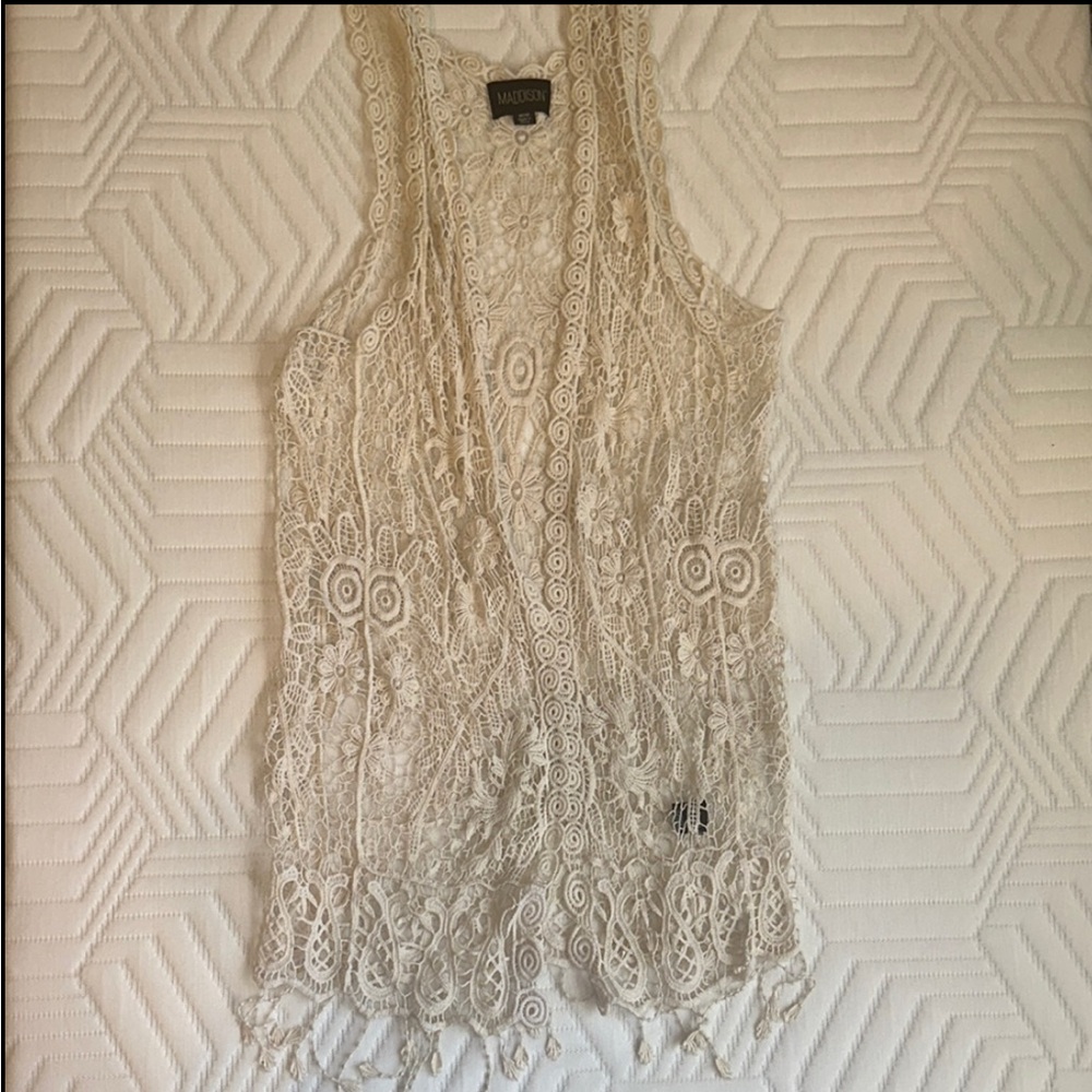 Maddison Spring Creme’ Cottage Core Crotchet Vest